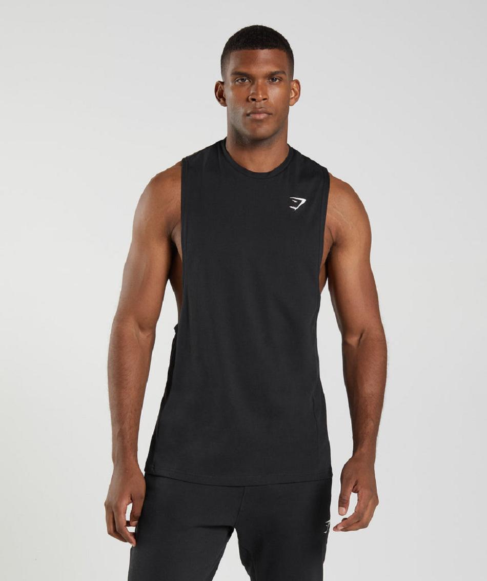 Camiseta Tirantes Gymshark React Drop Arm Hombre Negras | CO 3155WNB